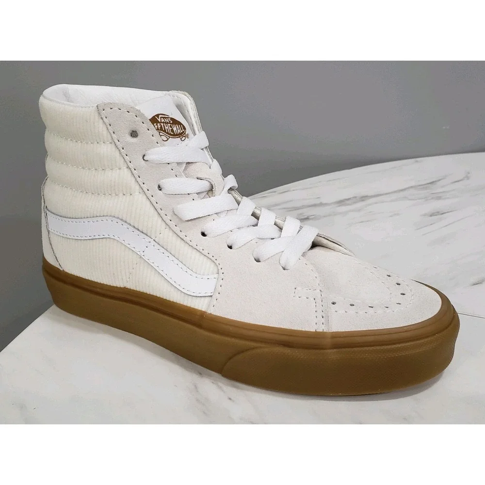 Vans Sk8-Hi Tapered Womens Marshmallow‎ Suede Canvas Skateboard Shoes White VR3